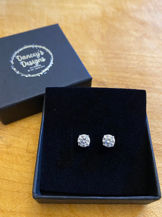 sterling Silver 5mm Crystal Stud Earrings