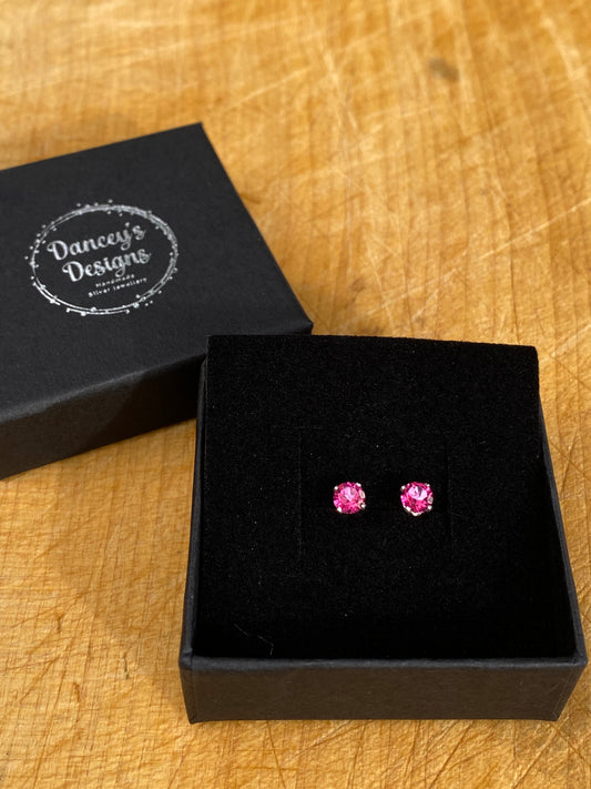 Pink Topaz 4mm Stud Earrings