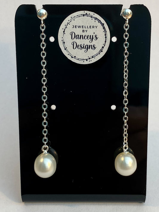 Pearl Long Drop Earrings