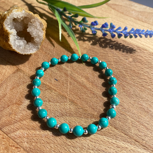 The Hope Bracelet in Turquoise with Sterling Silver Bracelet