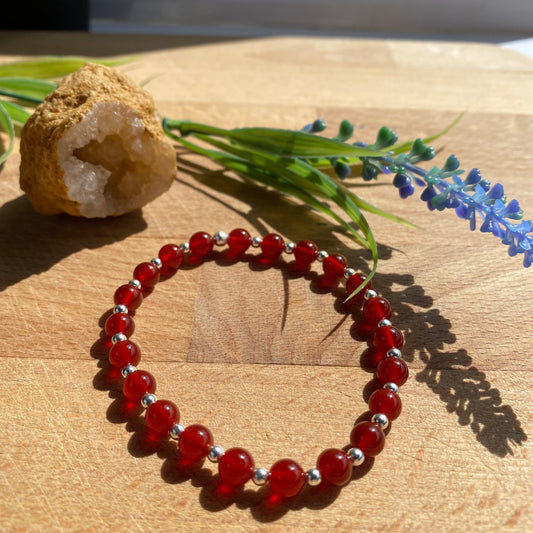 The Hope Bracelet with Carnelian and sterling silver Beads