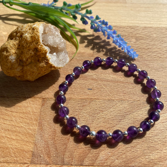 The Hope Bracelet in Amethyst and Sterling Silver Beads